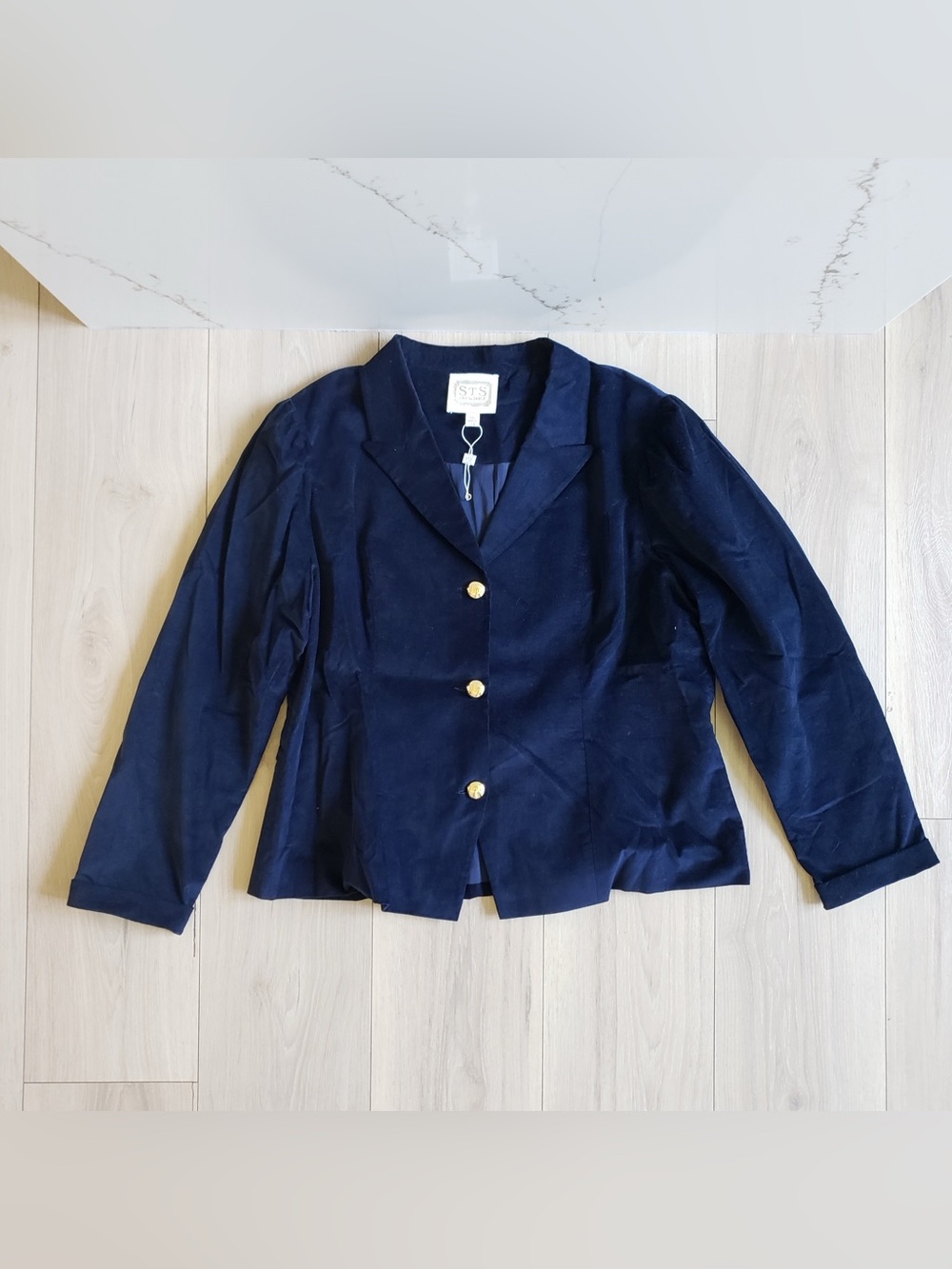 Sail to Sable Velvet Blazer Navy Womens XXL Preppy Holiday Jacket